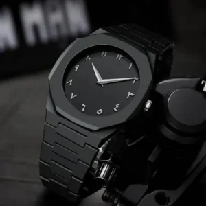 Arabic Black Aura watch New Arabic Men’s Aura Watch Black Modern Creative Design Waterproof Stainless Steel Chain Quartz Movement for smart men