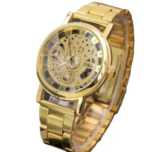 Men Luxury Steel Band Casual Skeleton Watch For Men