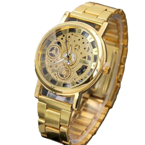 Men Luxury Steel Band Casual Skeleton Watch For Men